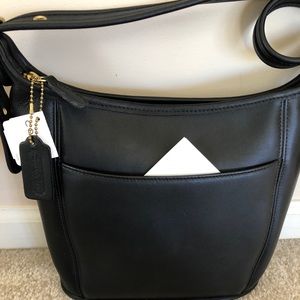 Coach Medium Black Leather Slim Duffle Purse